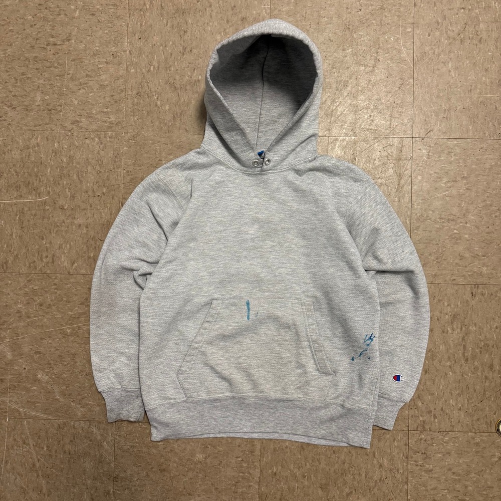 Vintage 90s Champion Grey Blank Painters Pullover Hoodie  Mens M - USA Made